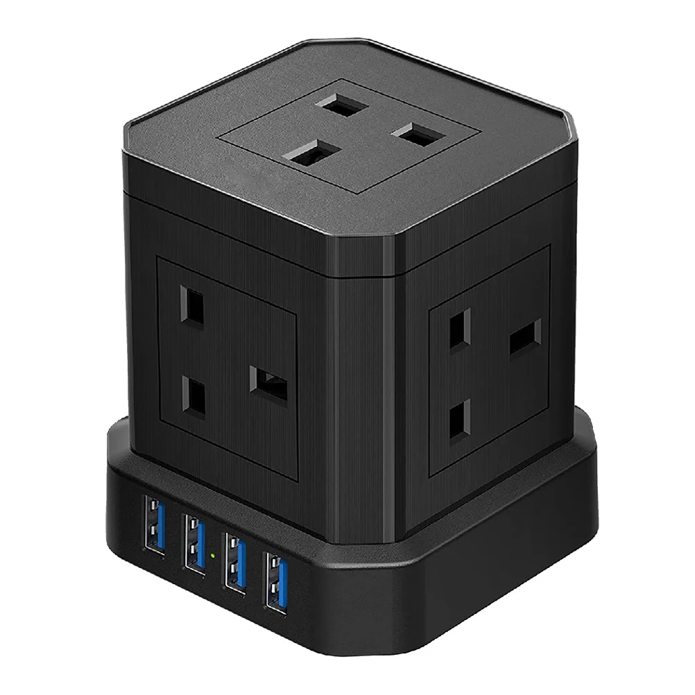 British Multi-hole Socket Extension Cords Multiple Outlets Electric Cube Charging Port Abs Electrical Extender