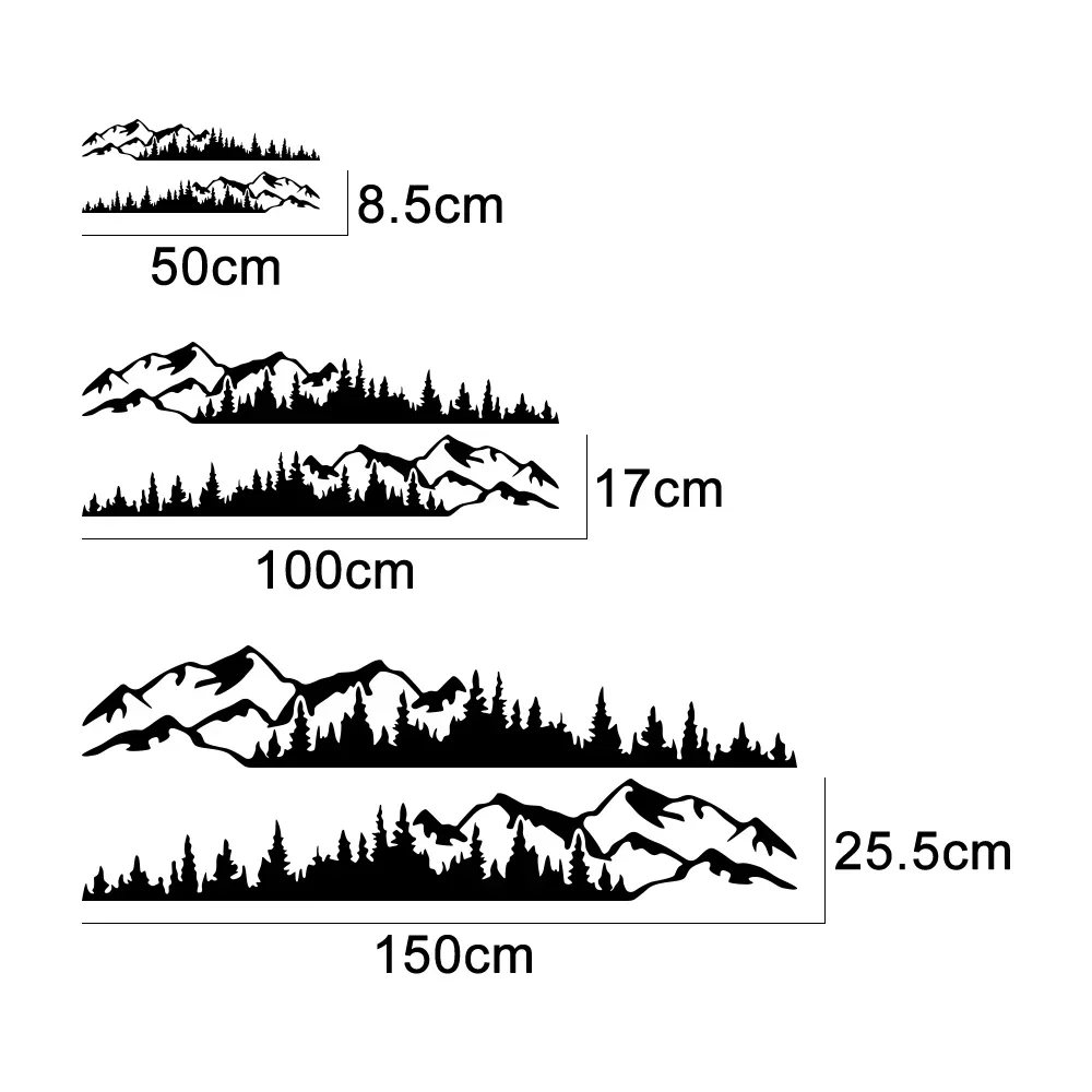 Grafika drzewa górskie stylowe naklejki nadwozie kampera naklejka dekoracyjna samochodu kempingowego RV winylowa dekoracja akcesoria do tuningu