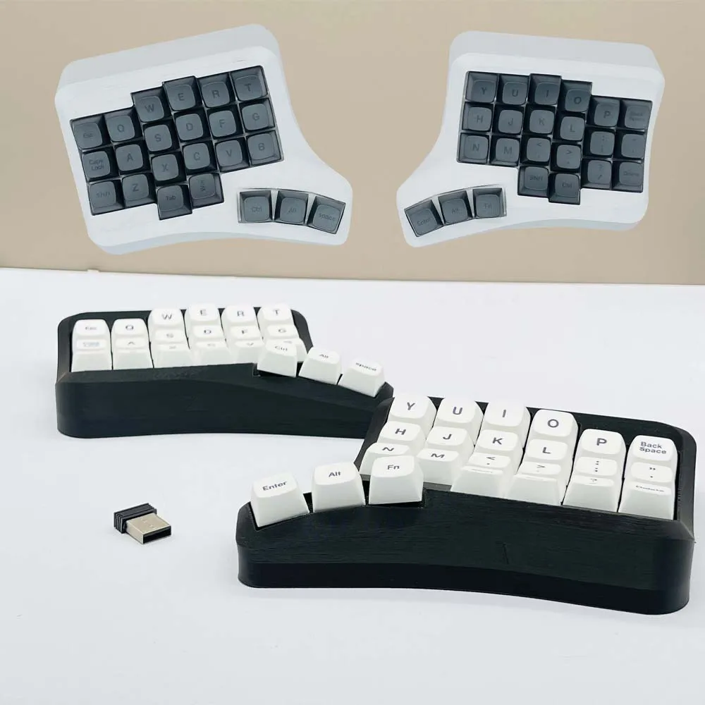 Teclado mecânico de ergonomia curvada dividida VELVET Hot-swap 2.4G sem fio VIAL programável