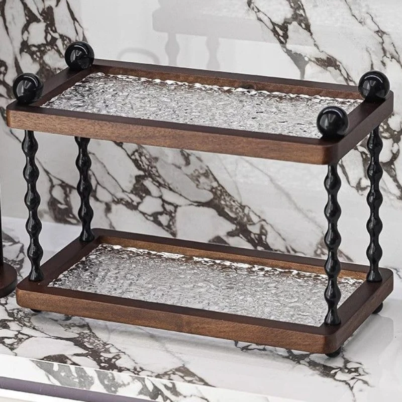 

Двухслойная полка для хранения чашек, парфюмерная косметика, настольный держатель для хранения, кухонный органайзер, стеллаж для ванной комнаты, ароматерапия, домашний декор