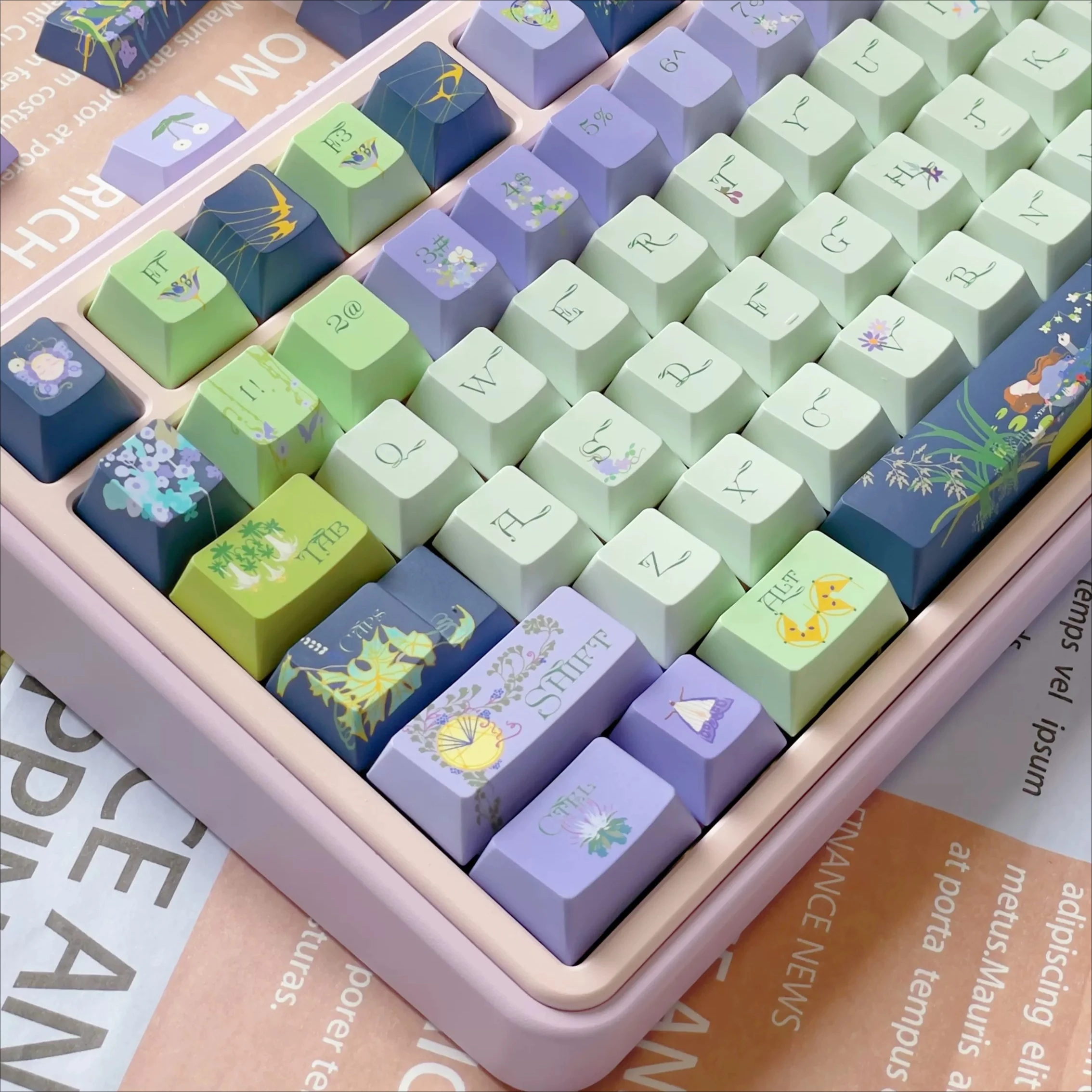 MAIMOOO Keycaps Ophelia Cherry Height Mechanical Keycaps In Water Pbt Thermal Sublimation Customized Keycaps