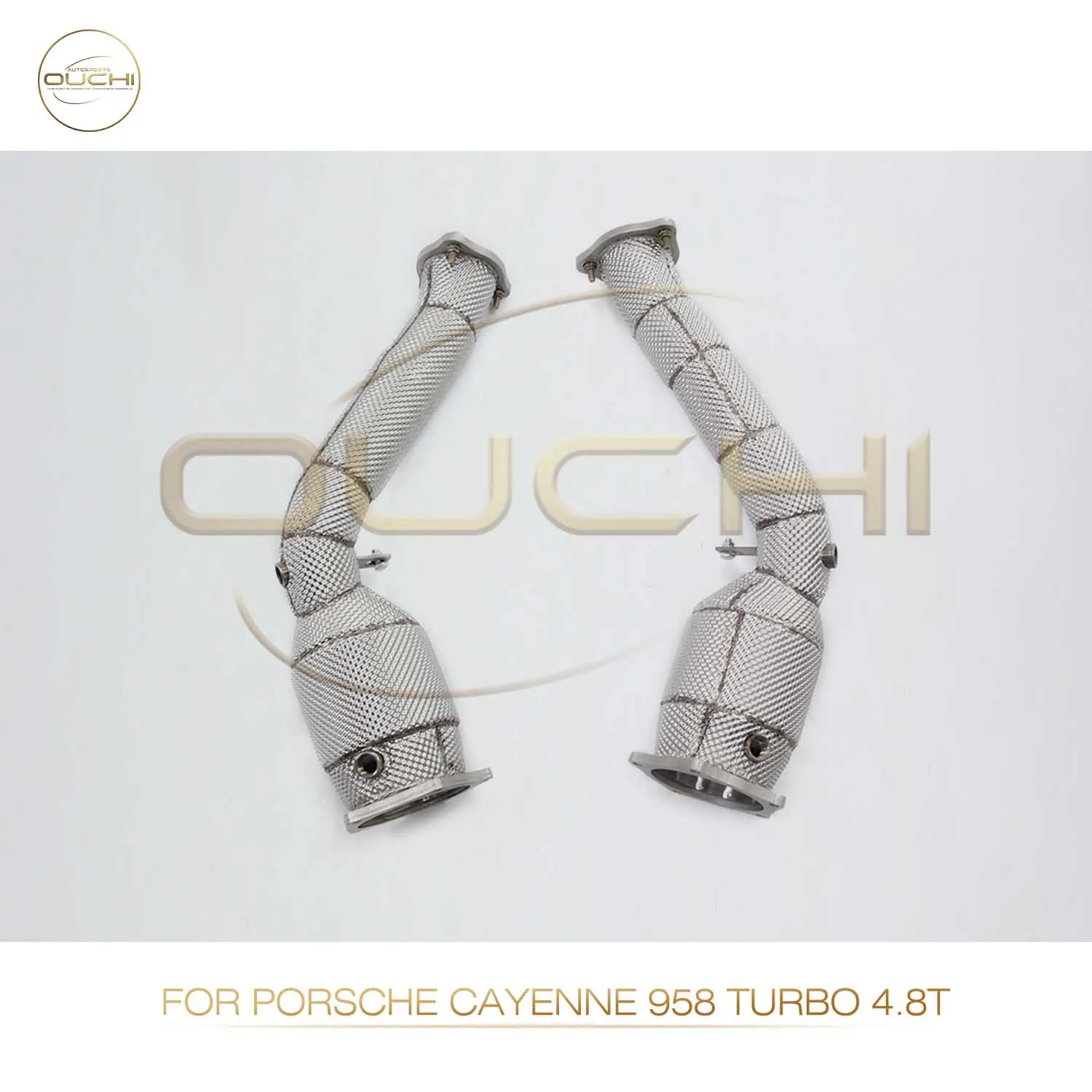 Performance Downpipe for Porsche cayenne Turbo 958 4.8T OUCHI Exhaust System With Heat Shield Stainless steel