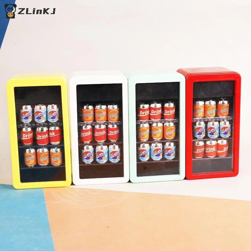 ▶ 1:12 دمية المنمنمات الثلاجة المعلبة شرب المشروبات خزانة نموذج بيت الدمية سوبر ماركت اكسسوارات التظاهر اللعب لعبة DIY بها بنفسك #4