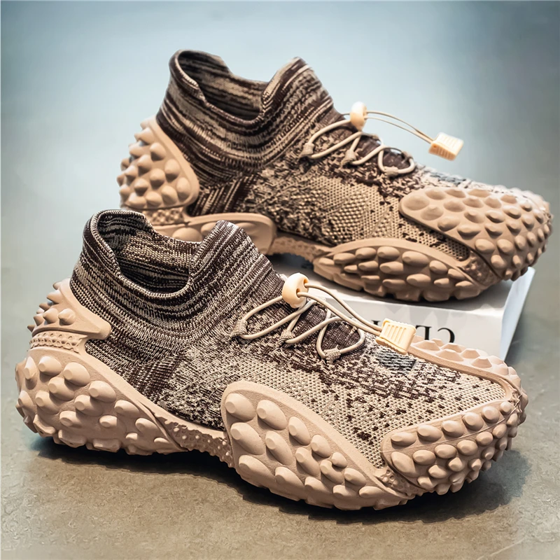 

Spring and summer men's shoes, durian fly woven sports socks, shoes with tire soles, lazy and versatile casual trendy shoes
