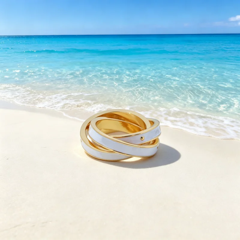 925 Silver European and American Boutique AC PERCY Baked Paint Wrapped Three Circles Saturn Ring for Men and Women