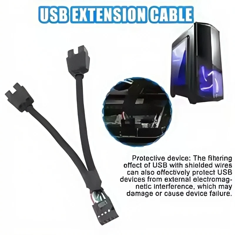 12cm USB 2.0 Y Splitter Cable 9 Pin Female to Dual Male Motherboard Extension Studio Audio Interface PC Link