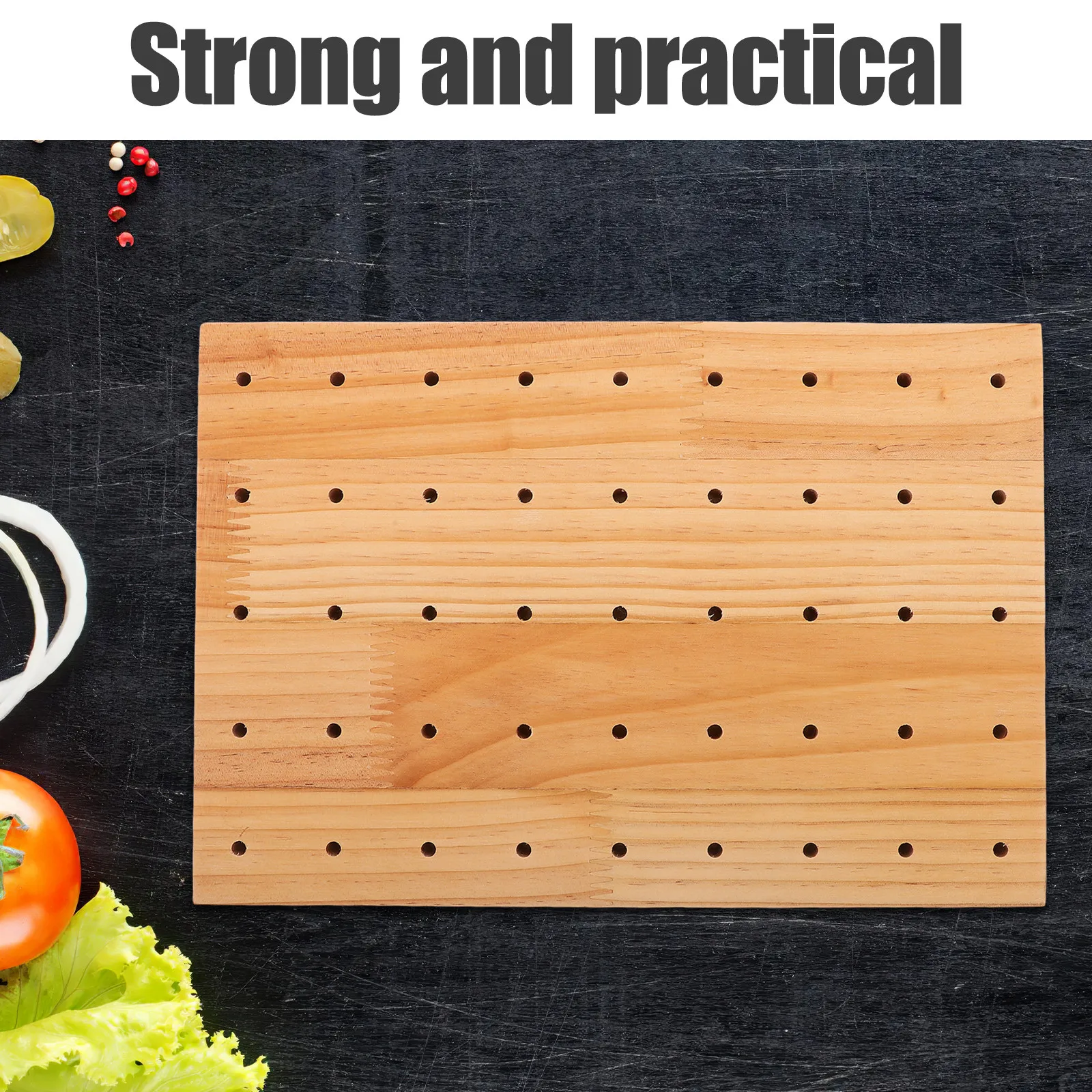 Food Display Rack 11.4"X7.86" Wooden Appetizer Serving Stand For Fruit Picks Kabobs Buffet Catering Rustic Wood Serving view 5