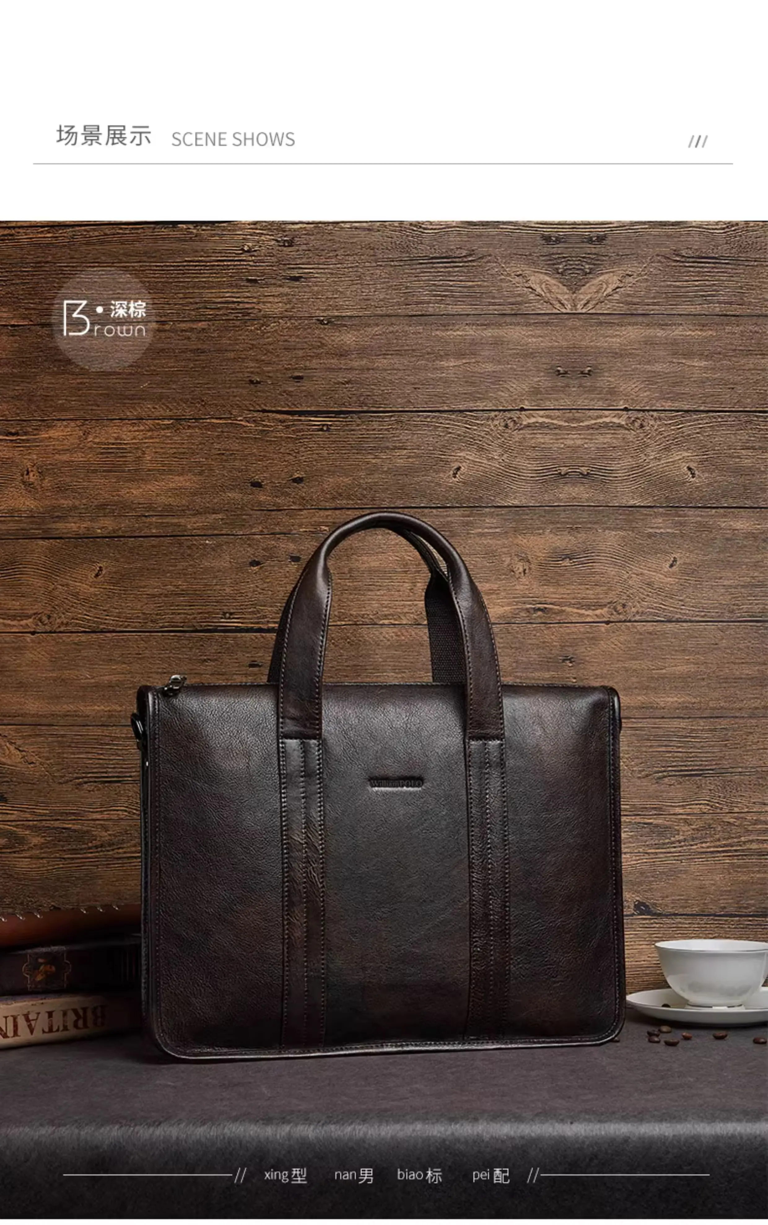 2026 New Men's Genuine Leather Briefcase Top-Grain Cowhide Vintage Business Handbag Shoulder Crossbody Messenger Bag
