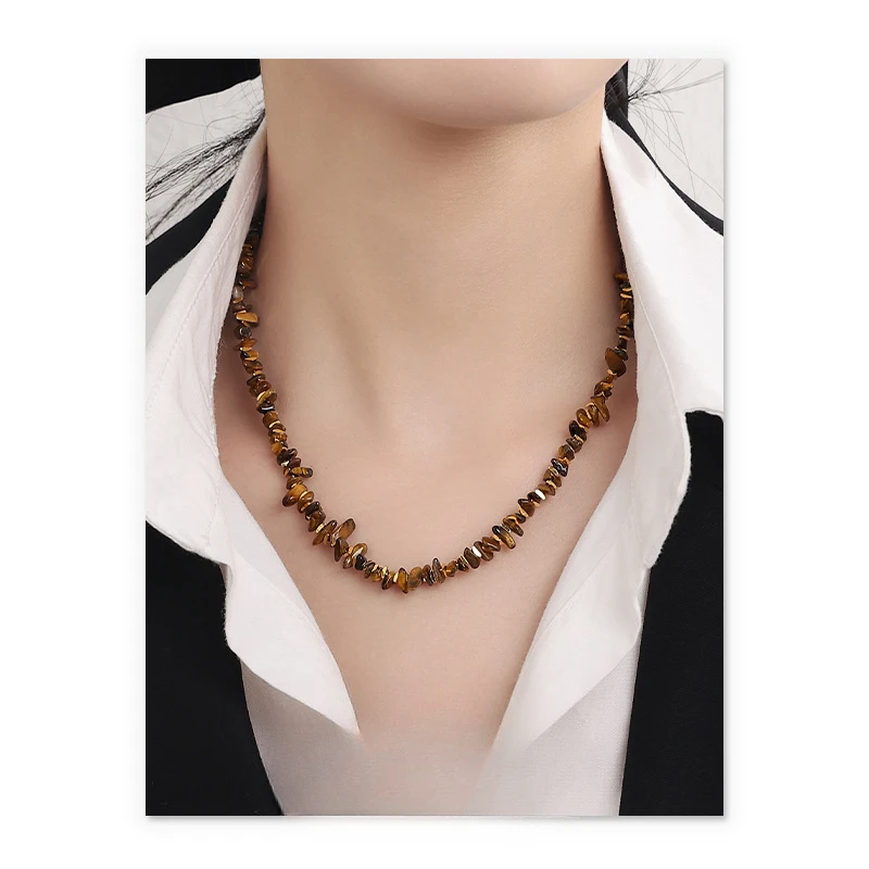 

Maillard style natural stone gravel simple irregular design necklace women