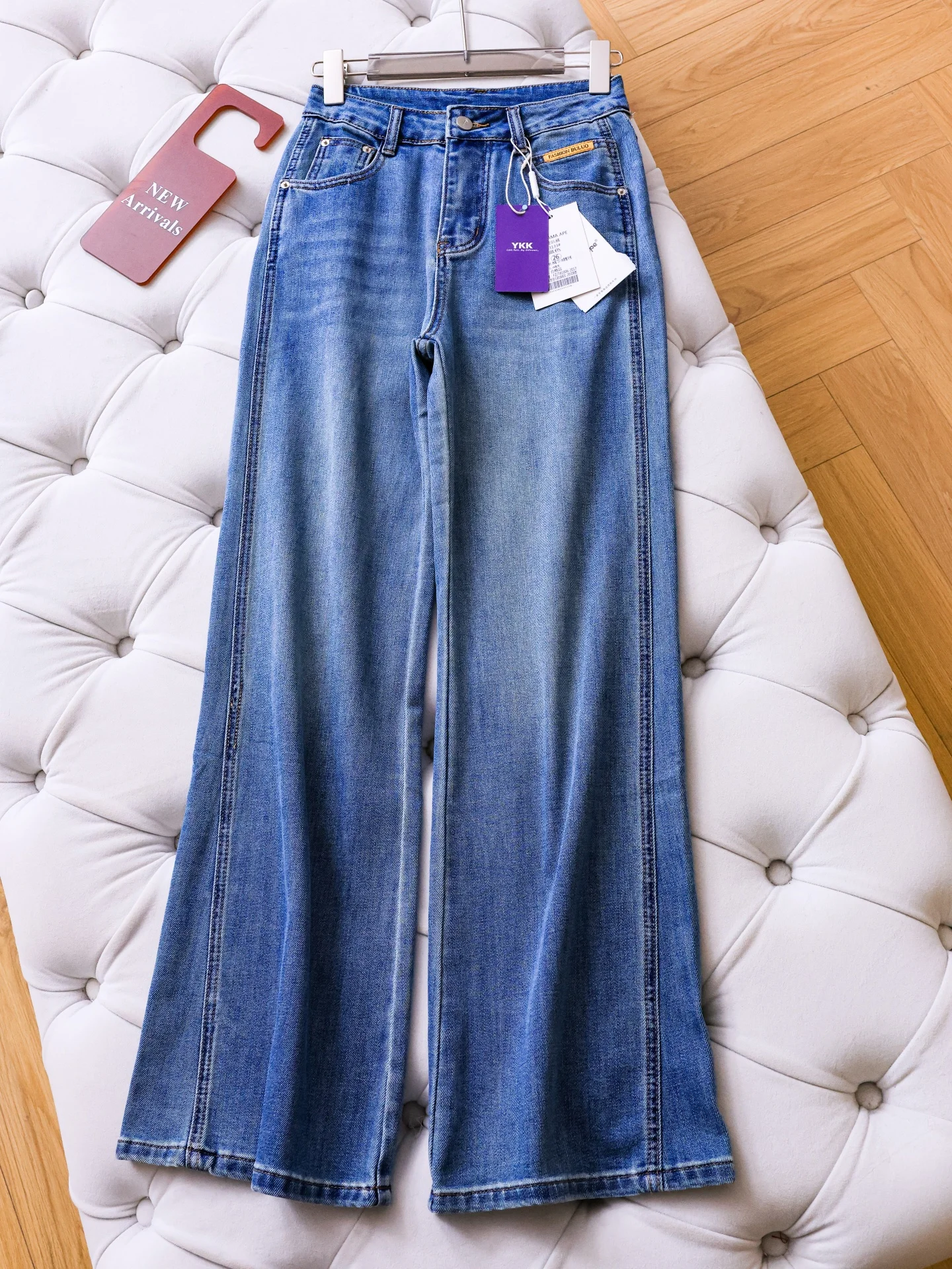 

High Waist Wide Leg Jeans Women's Bell Bottom Pants Slimming Leg Shaping 3D Tailoring Cotton Blend Comfortable All Seasons