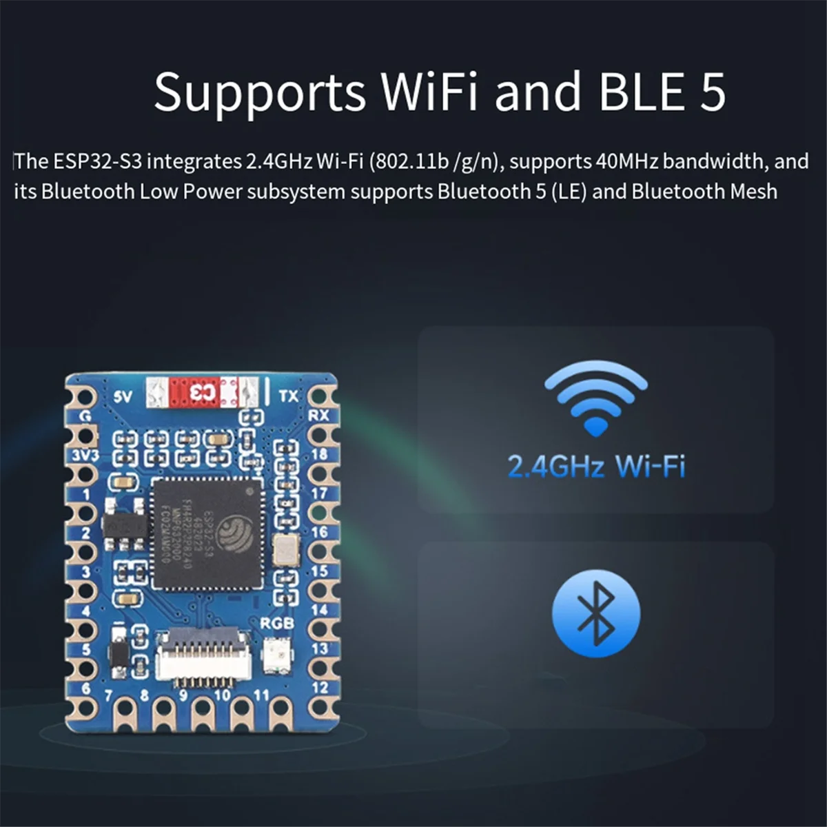 ESP32-S3-Tiny Development Board Kit+FPC Cable Bluetooth LE+2.4G WiFi ESP32-S3FH4R2 ESP32-S3 Mini Development