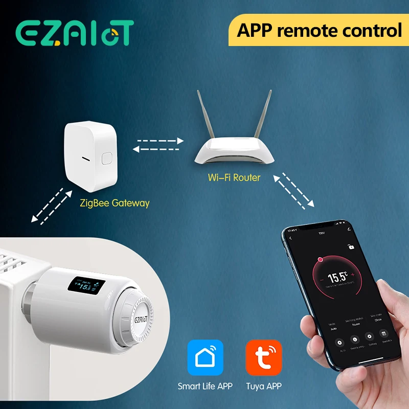 Tuya Smart ZigBee Radiator Actuator TRV WiFi Programmable Thermostatic Radiator Valve Remote Temperature Controller Alexa Google