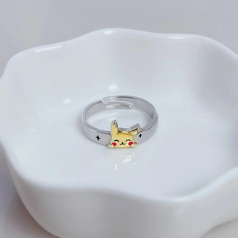 Pokemon Pikachu Rings Jewelry for Women Kawaii Finger Ring Decorations Adjustable Opening Ring Girls Accessories Birthday Gifts