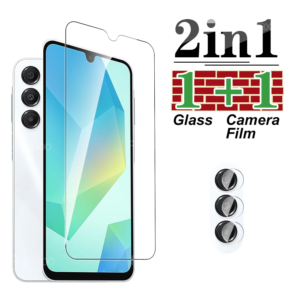 Película protectora de lente de vidrio 2 en 1 para Samsung Galaxy A16 A55 A35 A25 A15 A05 A05s A54 A34 A14 A13 A33 5G/4G Protector de pantalla 16A