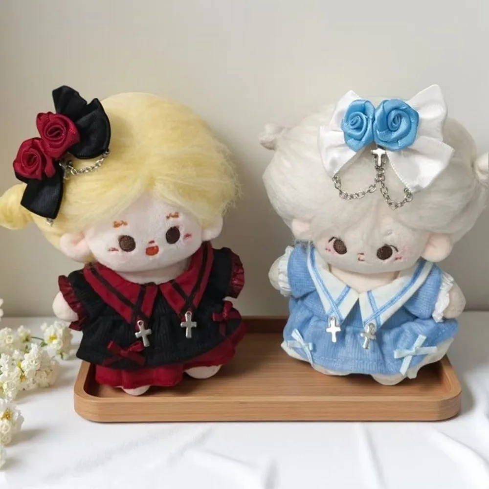 فستان لطيف 10 سنتيمتر ملابس دمى القطن زهرة Y2k ملابس دمى الزي القوس مشبك شعر دمية صغيرة فستان مجموعة إكسسوارات دمي #4