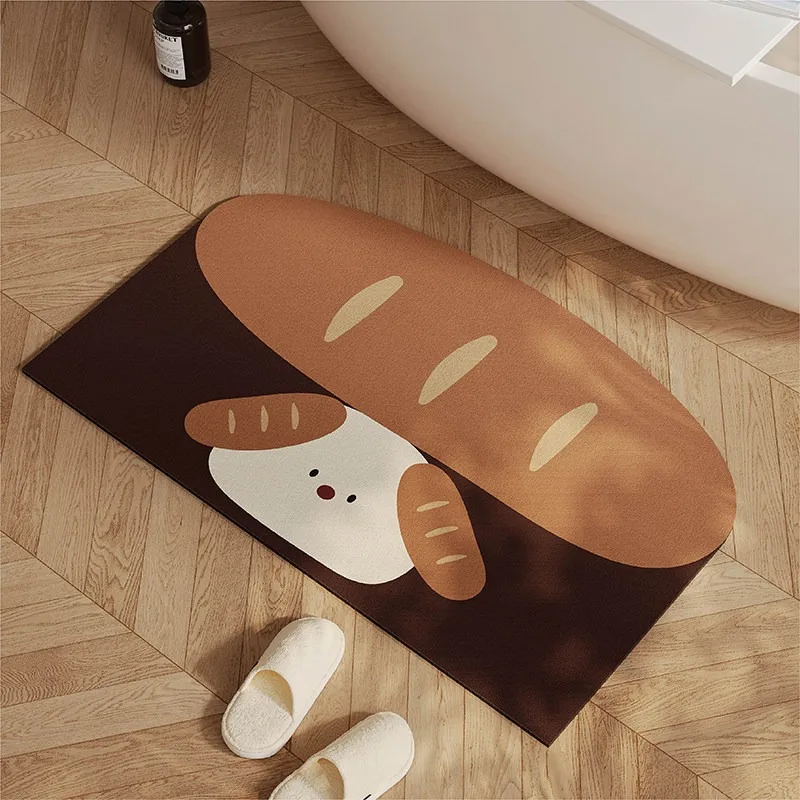 Cartoon Creative Design Bath Carpet Absorbent Quick-drying Diatom Mud Rug PVC Non-slip Bathroom Floor Mats Toilet Rugs 미끄럼방지매트