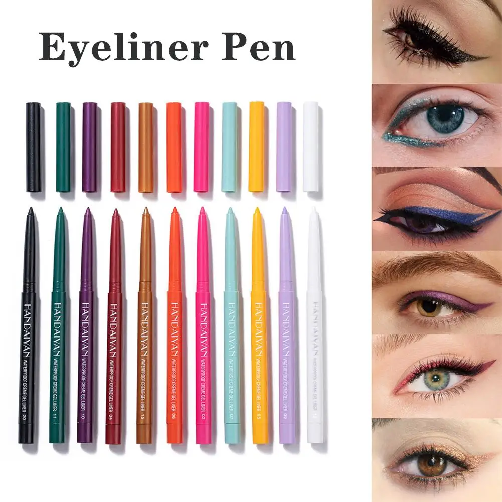 Koreański matowy eyeliner w ołówku żelowym Łatwy w noszeniu Kolorowy eyeliner dla kobiet Kremowy długopis do oczu Żółty makijaż Biały kolor Kosmetyki 20 Blu J8W1