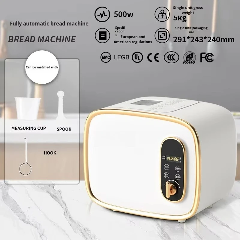 Electric 110V/220V EU Standard Fully Automatic Stainless Steel Bread Maker with Keep-Warm 801-1000g Capacity 710W