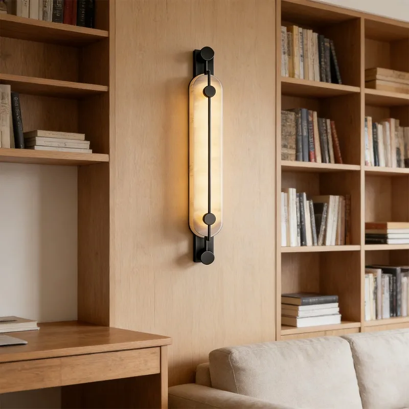 Designer's Modern Minimalist Acrylic Wall Lamps Living Dining Room Bedroom Long Strip Imitation Marble Lampshade Decorative Home