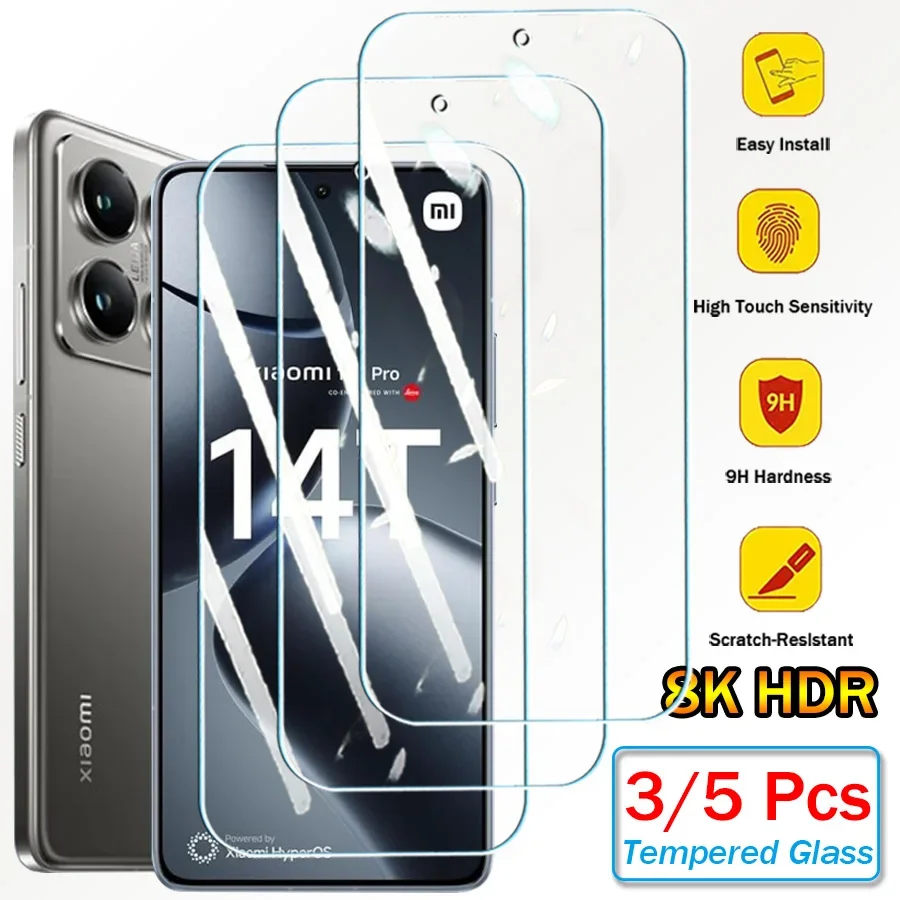 

3/5Pcs Tempered Glass Protectors for Xiaomi Mi 15 Ultra 14 T Mi14T Pro HD 9H Screen Protective Glass Film UltraThin Anti-Scratch
