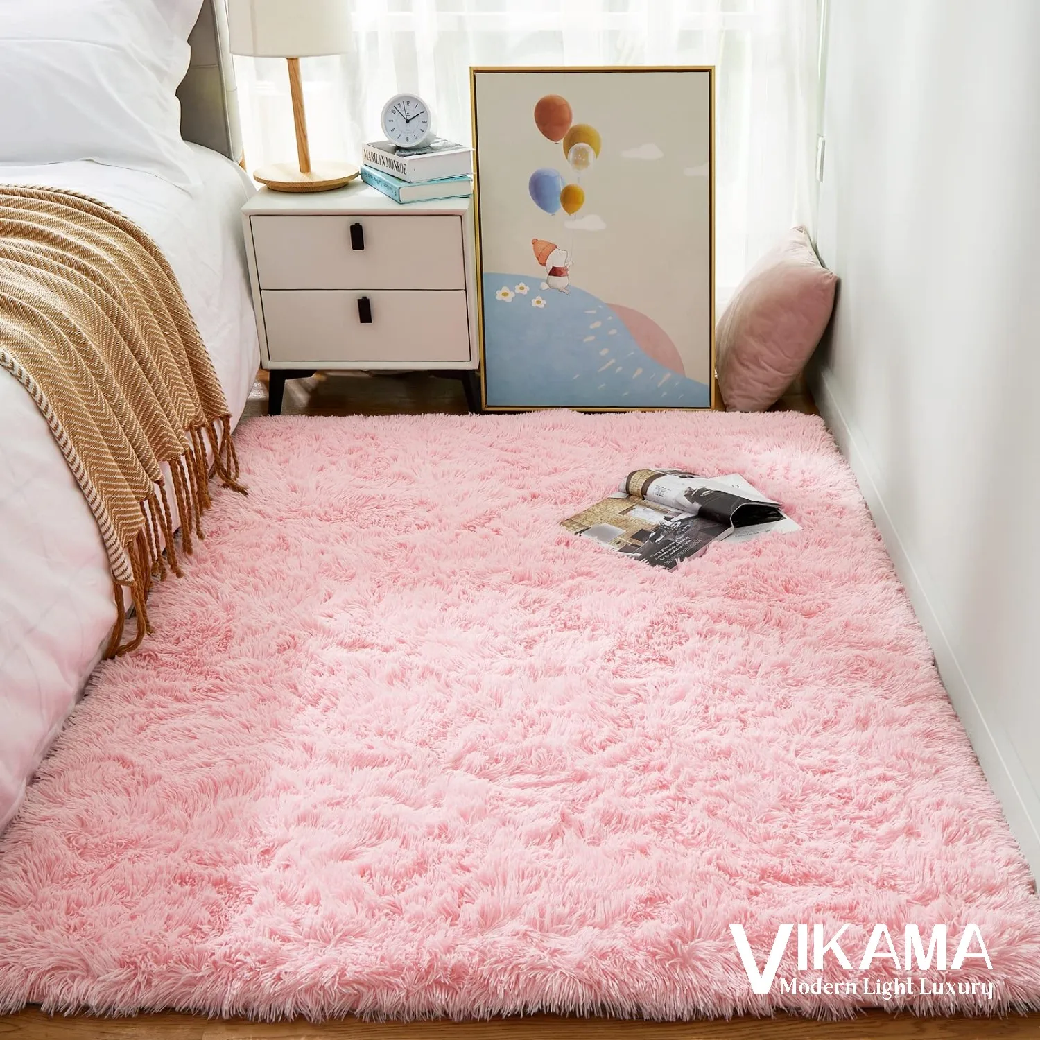 VIKAMA Girl Bedroom Bedside Light Luxury Carpet Living Room Warm Plush Children's Room Soft Easy Care Large Area Floor Mat