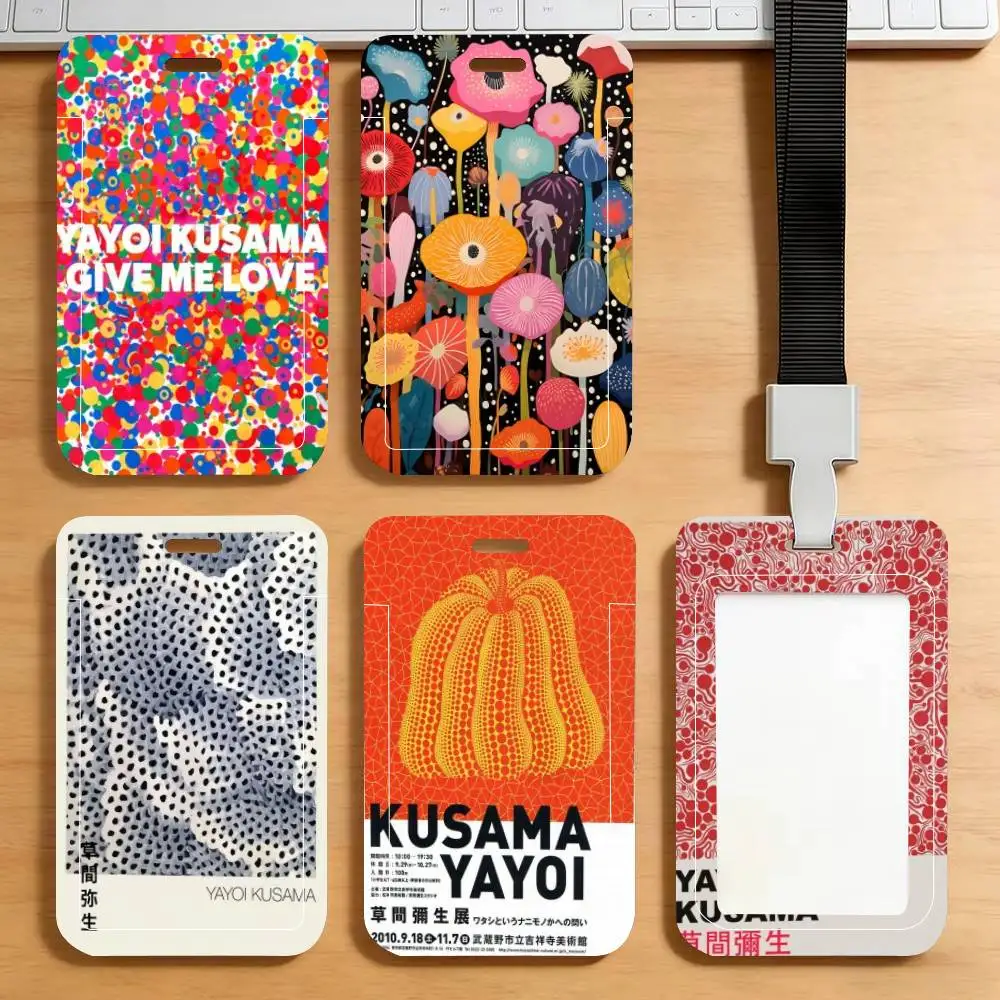 

Y-Yayoi Kusama: Держатель для ID-карты в стиле минималистичной эстетики, шейный ремешок, подвеска, держатель для бейджа, шнурок для ключей, брелок для рабочего пропуска
