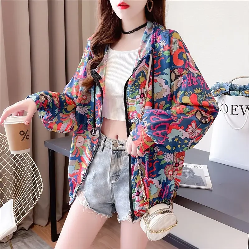 Women\'s Trench Coat Jacket Hooded Sun Protection Clothing Summer Loose Large Size Anti-UV Breathable Thin Outdoor Sportswear New