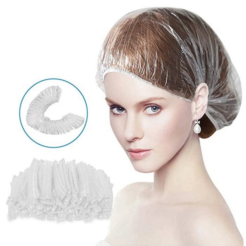 

100/200pcs Disposable Shower Cap Covers Bathroom Accessories Transparent and Waterproof Disposable Hair Caps Bathroom Products
