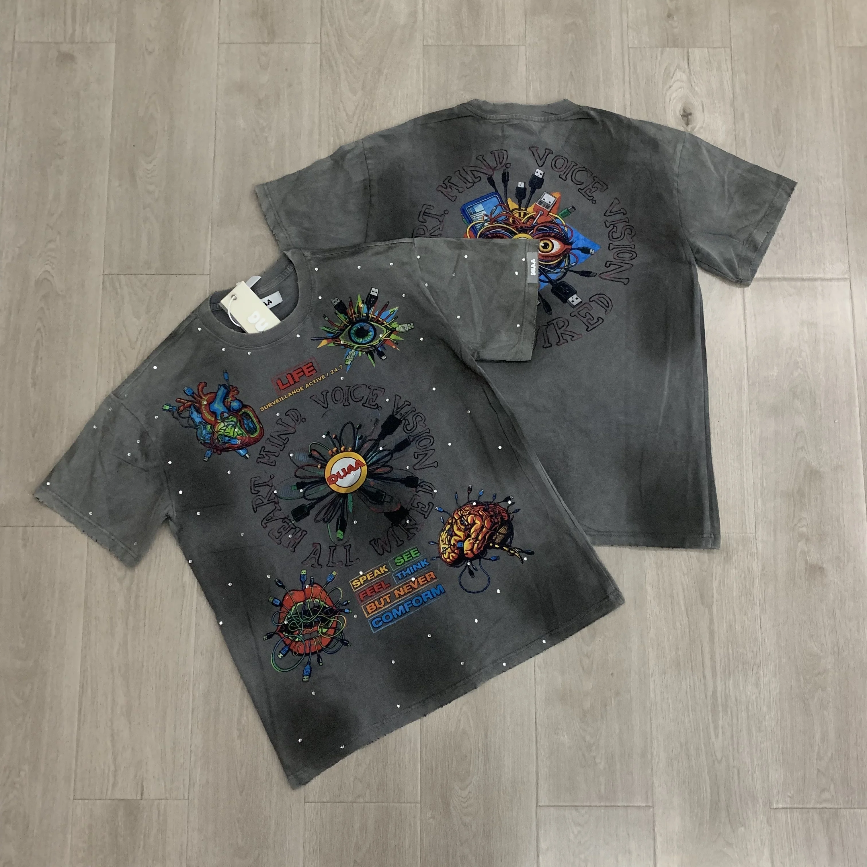 

DUAA New Age 2026ss Ink Direct Jet Hot Diamond Short Sleeve T-shirt Men Women Best Quality T Shirt Tee Tops