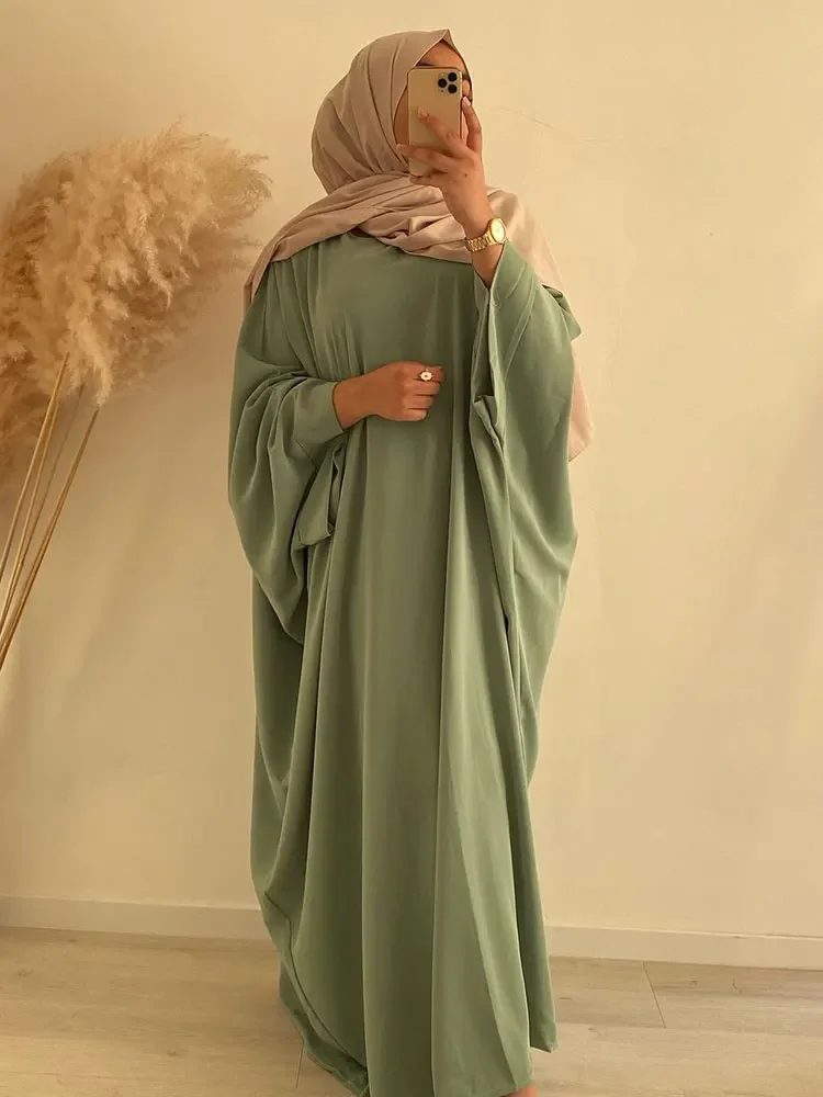 

Plain Abaya Mulsim Ramadan Prayer Long Dress Women Nida Batwing Sleeve Hijab Robe African Dresses Islam Dubai Modest Abayas