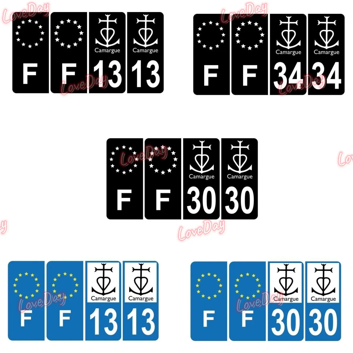 

Наклейка на автомобиль с номерным знаком Французского Камарга, виниловая, 13/30/34, региональная памятная наклейка, наклейка с номерным знаком ЕС F-plate