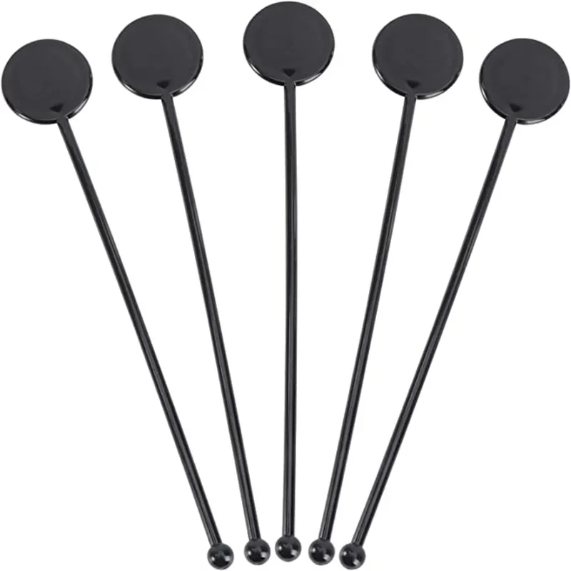 Plastic Cocktail Stirring Stick Drink Muddler Beverage Stirrer Swizzle Sticks Bar Cocktail Drinks Mixing Rod (Black)