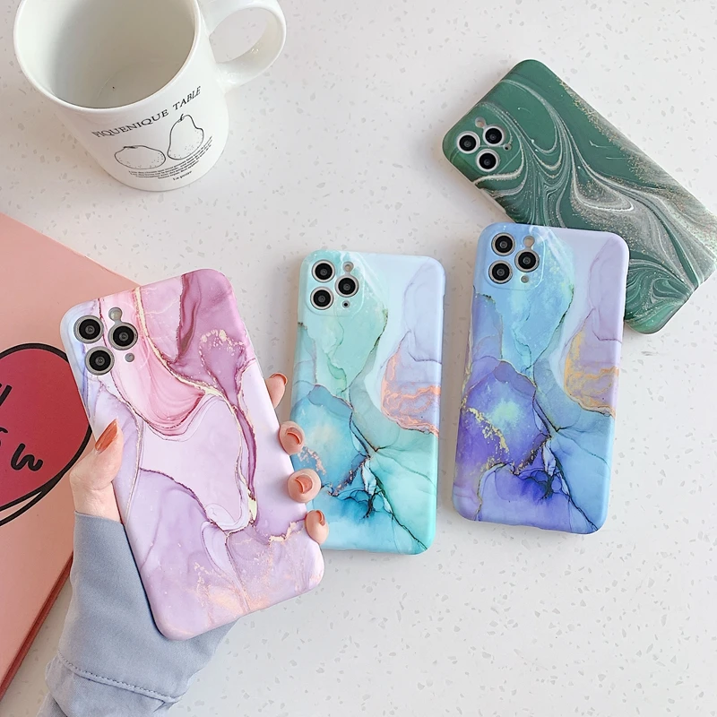 

Luxury Marble Phone Case For iPhone 11 12 13 14 Pro Max XS X XR 8 7 Plus mini Shockproof SE 2020 Soft Silicone Matte Cases Cover