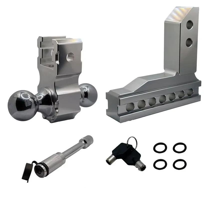 

6-дюймовый регулируемый рычаг прицепа из алюминиевого сплава, легкий автомобильный крюк, буксировочный двойной шариковый автомобильный крюк для прицепа, 6 дюймов с 1 замком