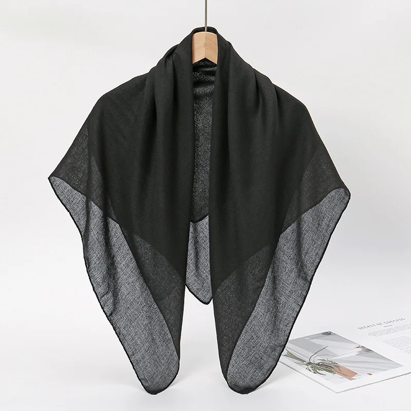 Women Plain Solid Color Square Cotton Viscose Shawl Scarf High Quality Print Soft Shawls and Wraps Bufandas Muslim Hijab 90*90Cm