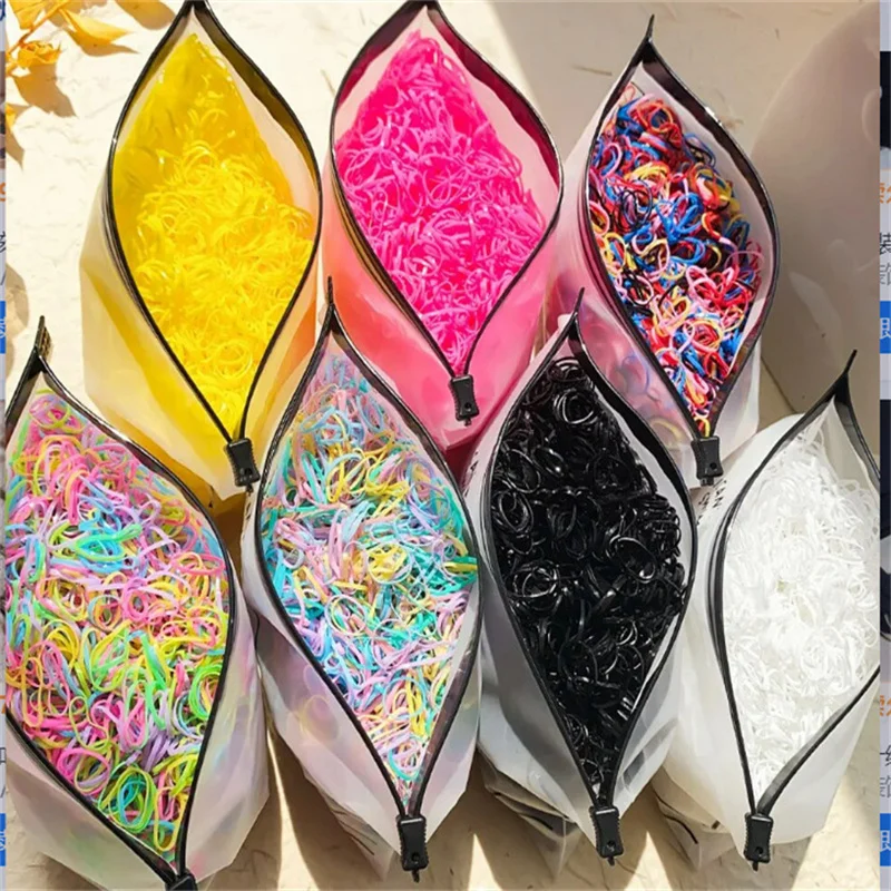 

1000pcs Girls Colourful Disposable Rubber Band Hair Ties Headband Scrunchie Children Ponytail Holder Bands Kids Hair Accessories