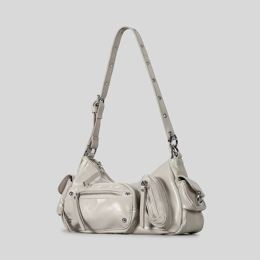 

Модная сумка для подмышек с несколькими молниями, роскошные дизайнерские сумки через плечо из искусственной кожи, трендовая мотоциклетная сумка в стиле панк 2025