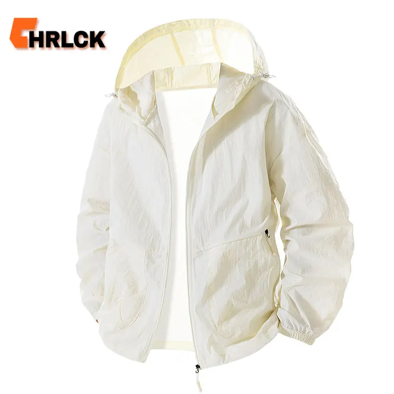 

CHRLCK Plus Size Men's Summer Sunscreen Clothes Outdoor Waterproof Breathable Anti UV Clothes Street UPF 50+ Casual Jackets