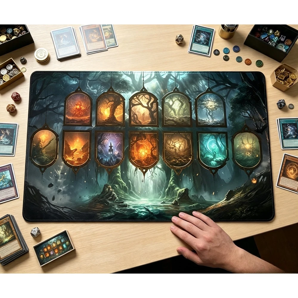 Large Fantasy Dragon Pattern Play Mat Durable Office Deskpad Parties Gathering Card Game Mat Non-slip Keyboard PC Game MousePad