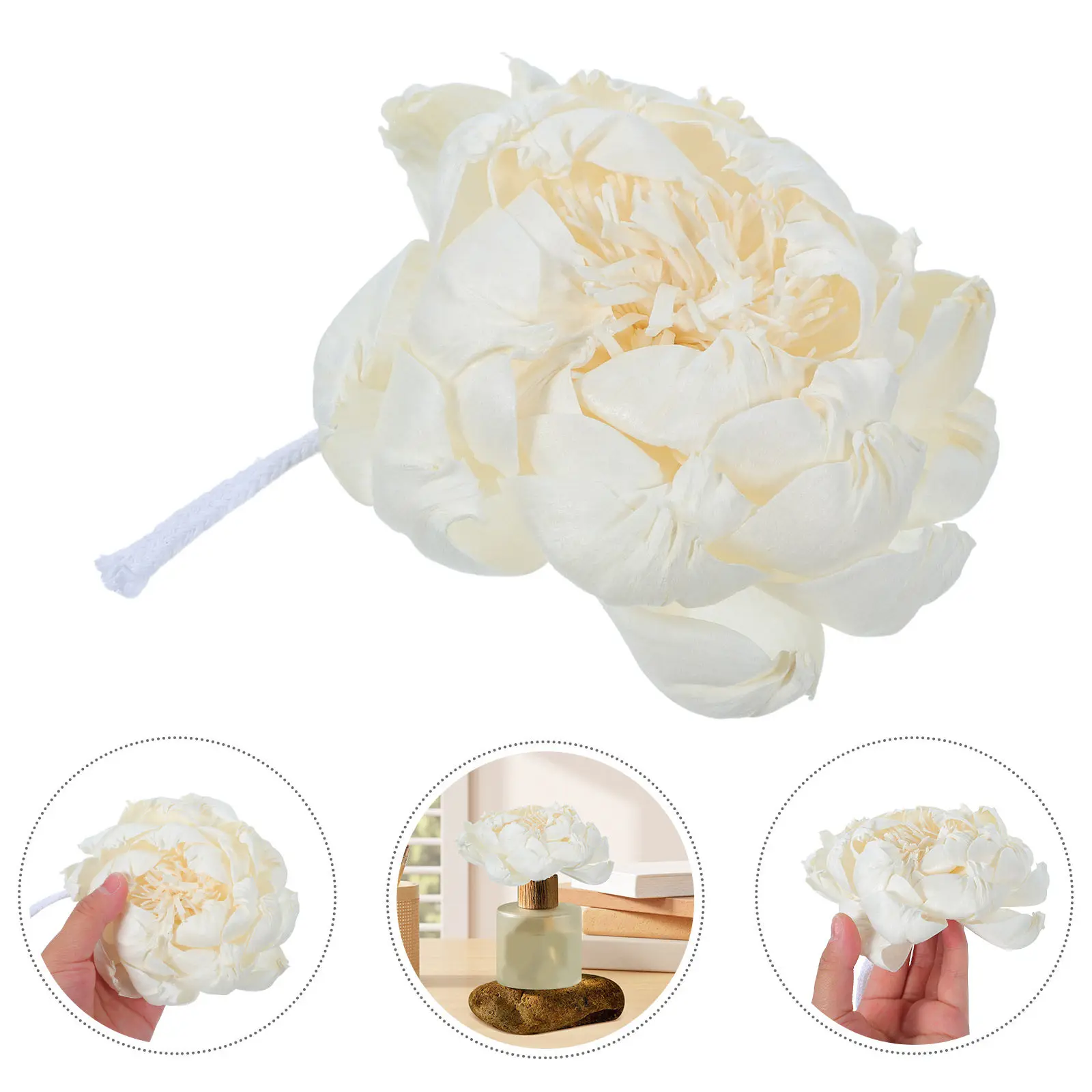 Faux Peony Head Diffuser Flower 12Cm Decorative Scented Essential Oil Aroma Diffuser Replacement for Home Living Room Decor