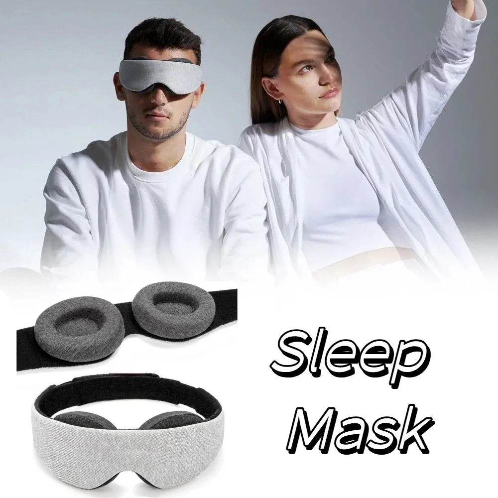 Blackout Sleep Mask Comfortable Adjustable 3D Sleep Mask Removable Eye Cup Zero Eye Pressure Blocking Eye Patch Napping