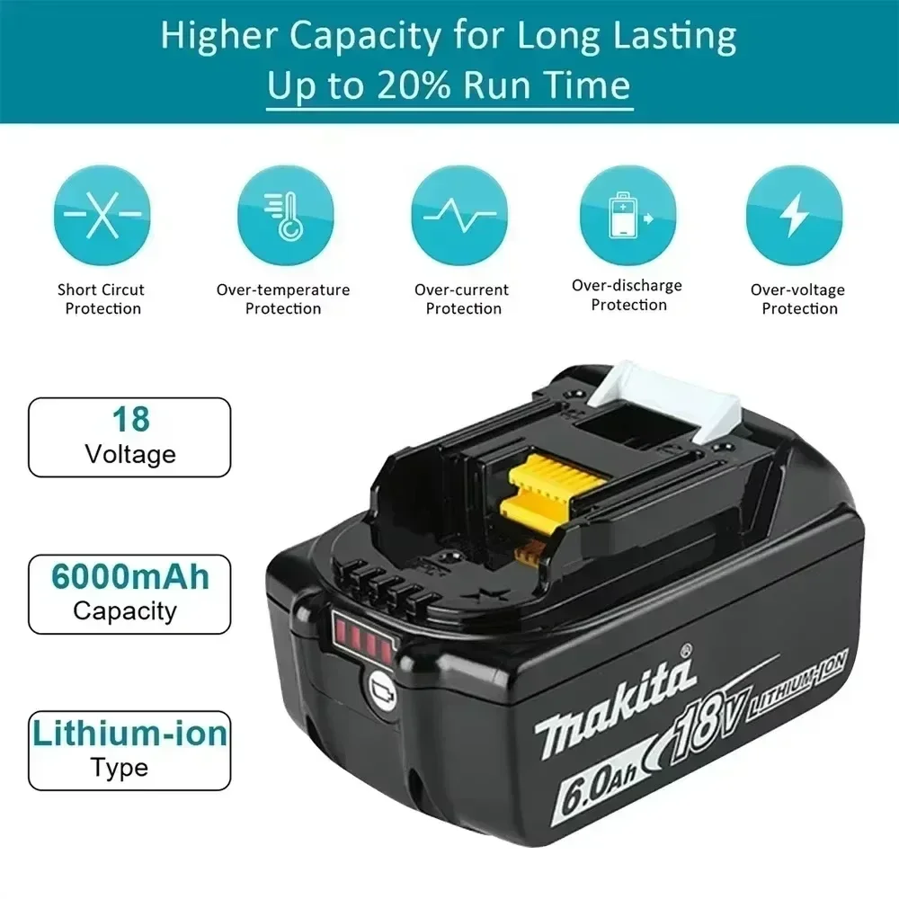 Makita original 18v 6.0ah 18650 para makita bl1830 bl1830b bl1840 bl1840b bl1850 bl1850b ferramentas elétricas baterias recarregáveis