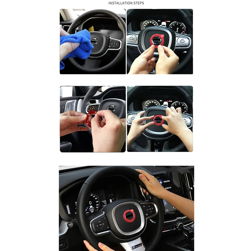 Steering Wheel Emblem Stickers Decal Fit For Volvo Auto Interior Steering Wheel Decor Covers