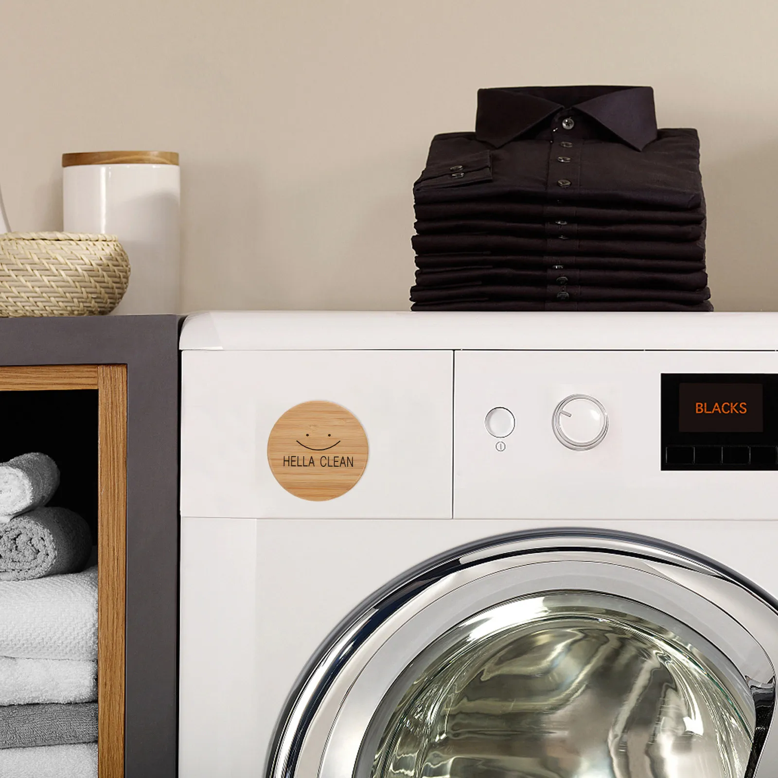 Clean Dirty Dishwasher Magnet Sign Bamboo Double Faced Magnet for Dishwasher Oven Fridge Laundry Room Kitchen Necessities Gift
