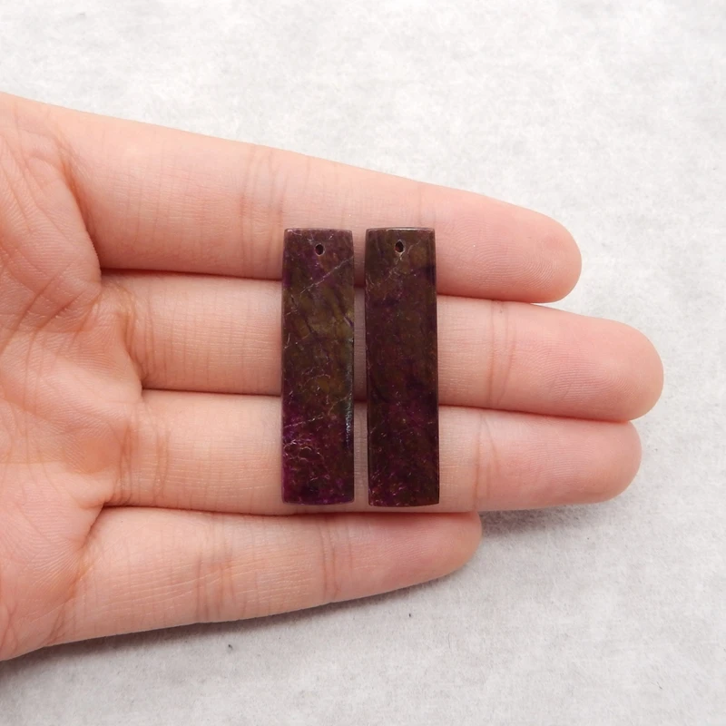 

Natural Gemstone African Purple Stone Semiprecious Fine Jewelry Earring Beads Accessories 36x9x4mm 4.8g