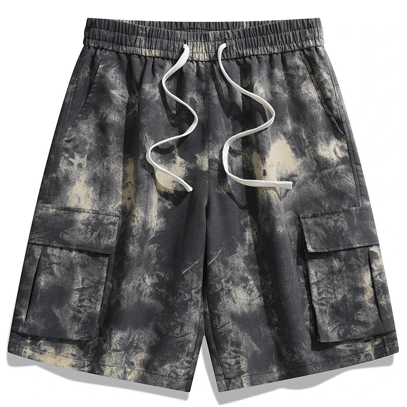 UETEEY 2024 Brand Summer Hot Shorts Men Casual Loose Trend Ice Feeling Korea Tie Dye Drawstring Fashion Outdoor Male Short Pants