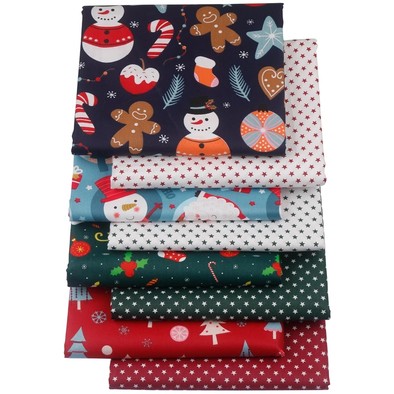 Christmas Series Twill Cotton Fabric Patchwork Tissue Cloth Set DIY Needlework Sewing Quilting Handmade Material8pcs/Lot,20x25cm