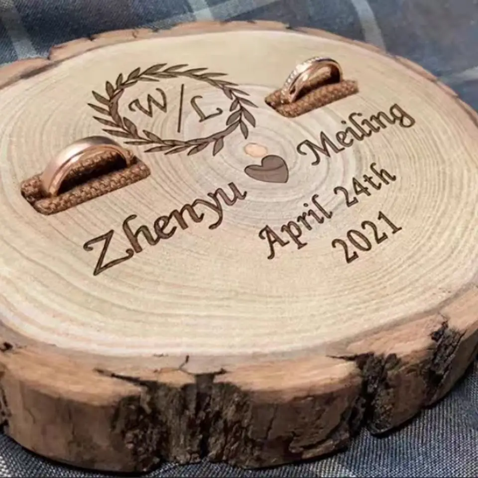 Rustic Personalized Ring Box Gift for Engagement Wedding Ceremony Ring Holder Customize Names & Date Creative Ring Case Storage