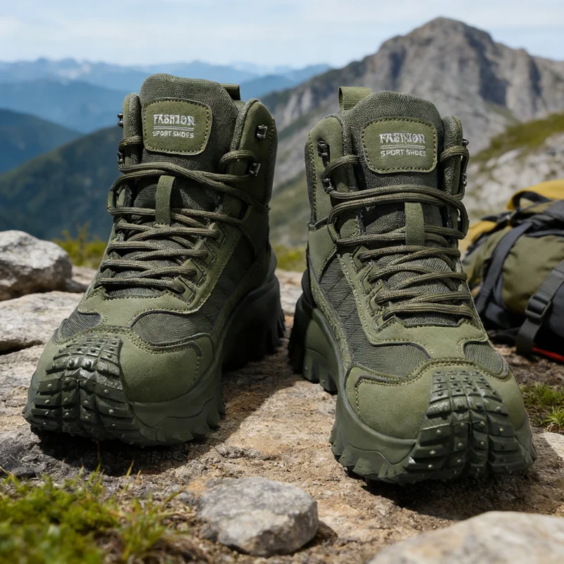Novas Botas de Caminhada Esportivas de Cano Alto para Outono, Tamanhos Grandes, Confortáveis com Solas Grossas, Leves e Casuais, Adequadas para Atividades Diárias ao Ar Livre, Caminhadas, Viagens, Montanhismo e Equipamentos de Camping para Todas as Estações.