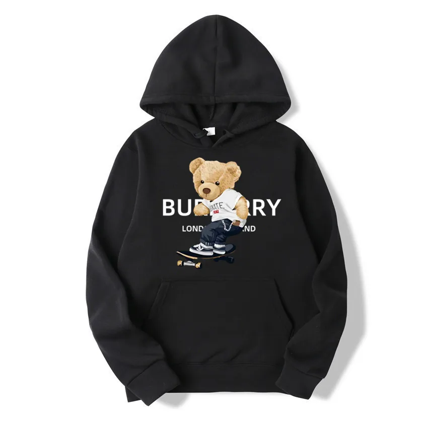 2024 New European and American Trendy Brand Bear New Product Men's and Women's Velvet Hoodie Fashion Casual Hoodie Sports Street